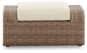 Sandy Bloom Outdoor Ottoman with Cushion Half Price Furniture