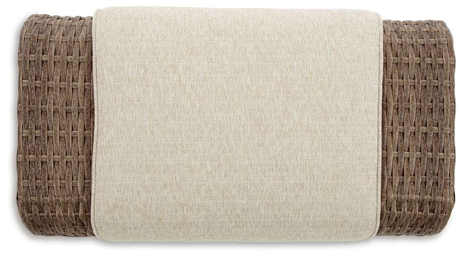 Sandy Bloom Outdoor Ottoman with Cushion Half Price Furniture
