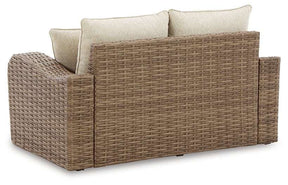 Sandy Bloom Outdoor Loveseat with Cushion - Half Price Furniture
