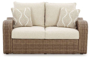Sandy Bloom Outdoor Loveseat with Cushion - Half Price Furniture
