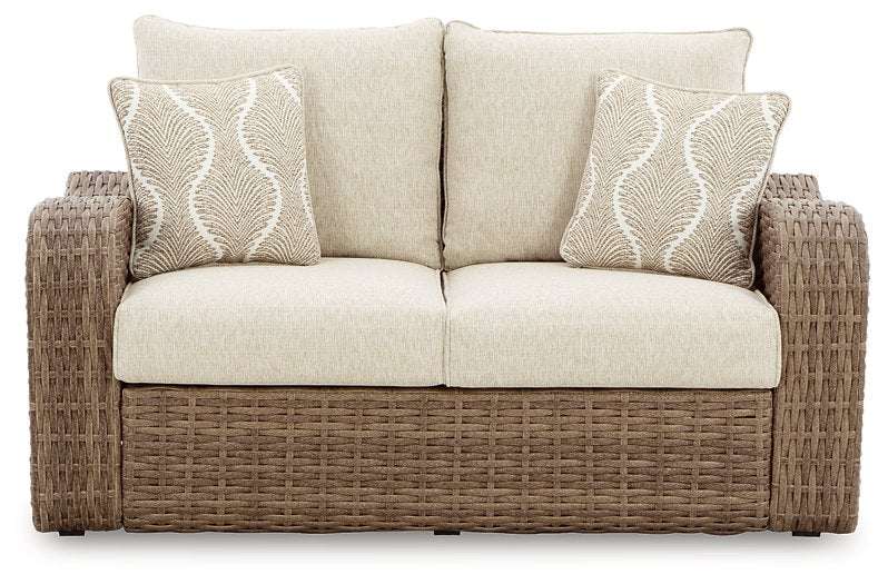 Sandy Bloom Outdoor Loveseat with Cushion - Half Price Furniture