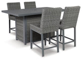Palazzo Outdoor Counter Height Dining Table with 4 Barstools Half Price Furniture