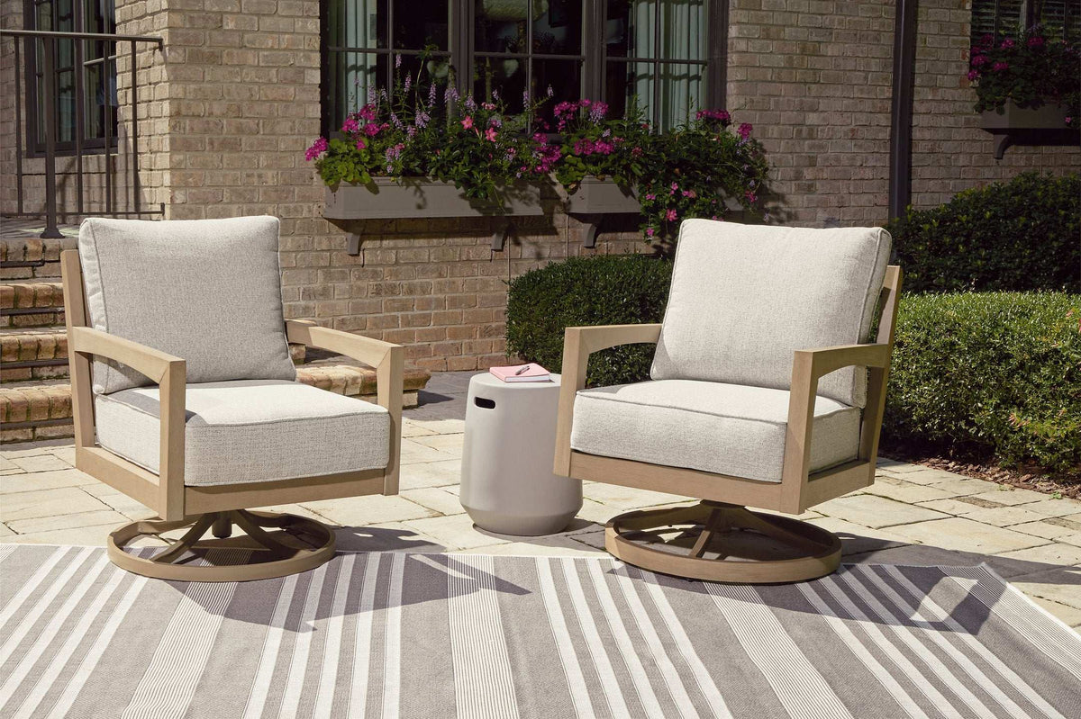 Hallow Creek Outdoor Swivel Lounge with Cushion Half Price Furniture