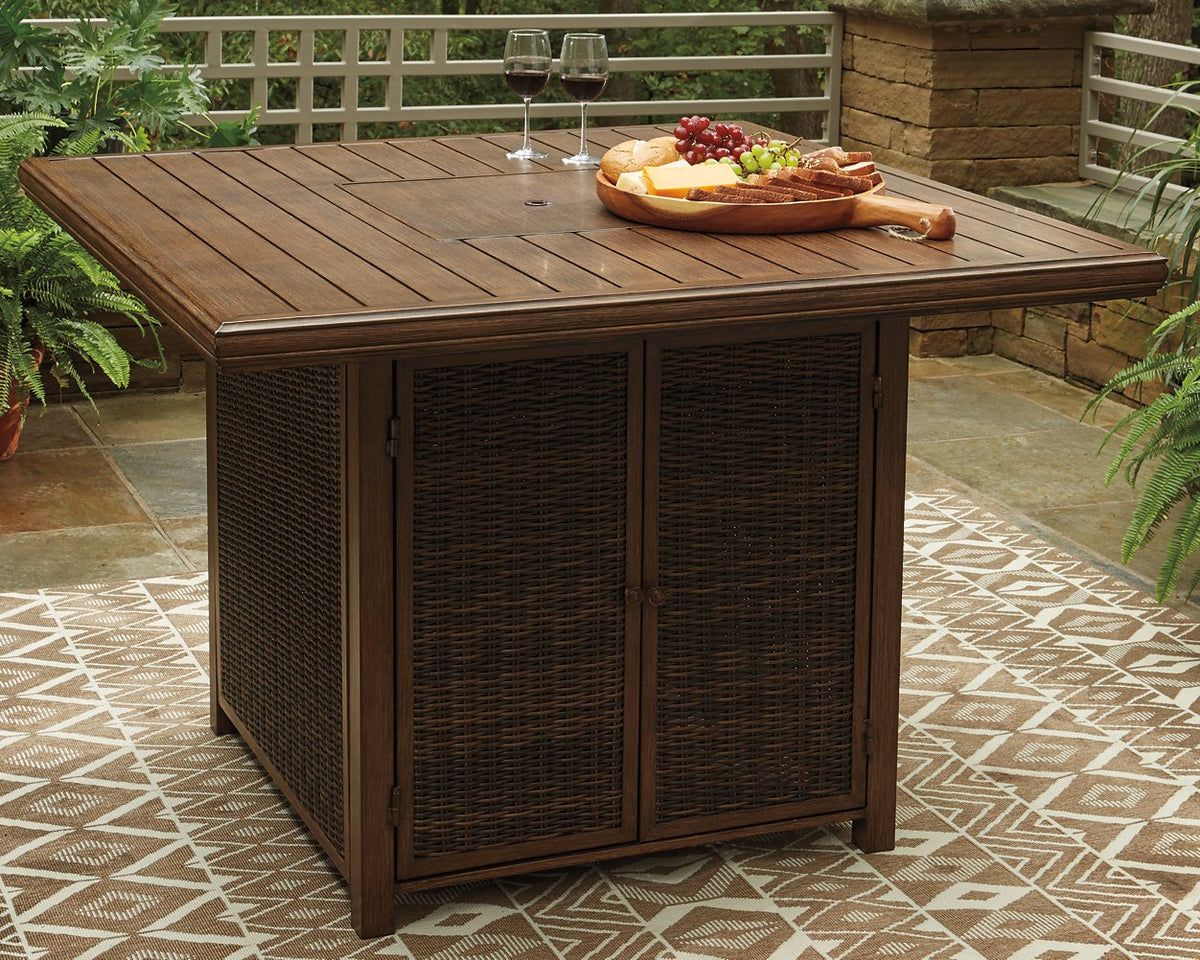 Paradise Trail Bar Table with Fire Pit  Half Price Furniture