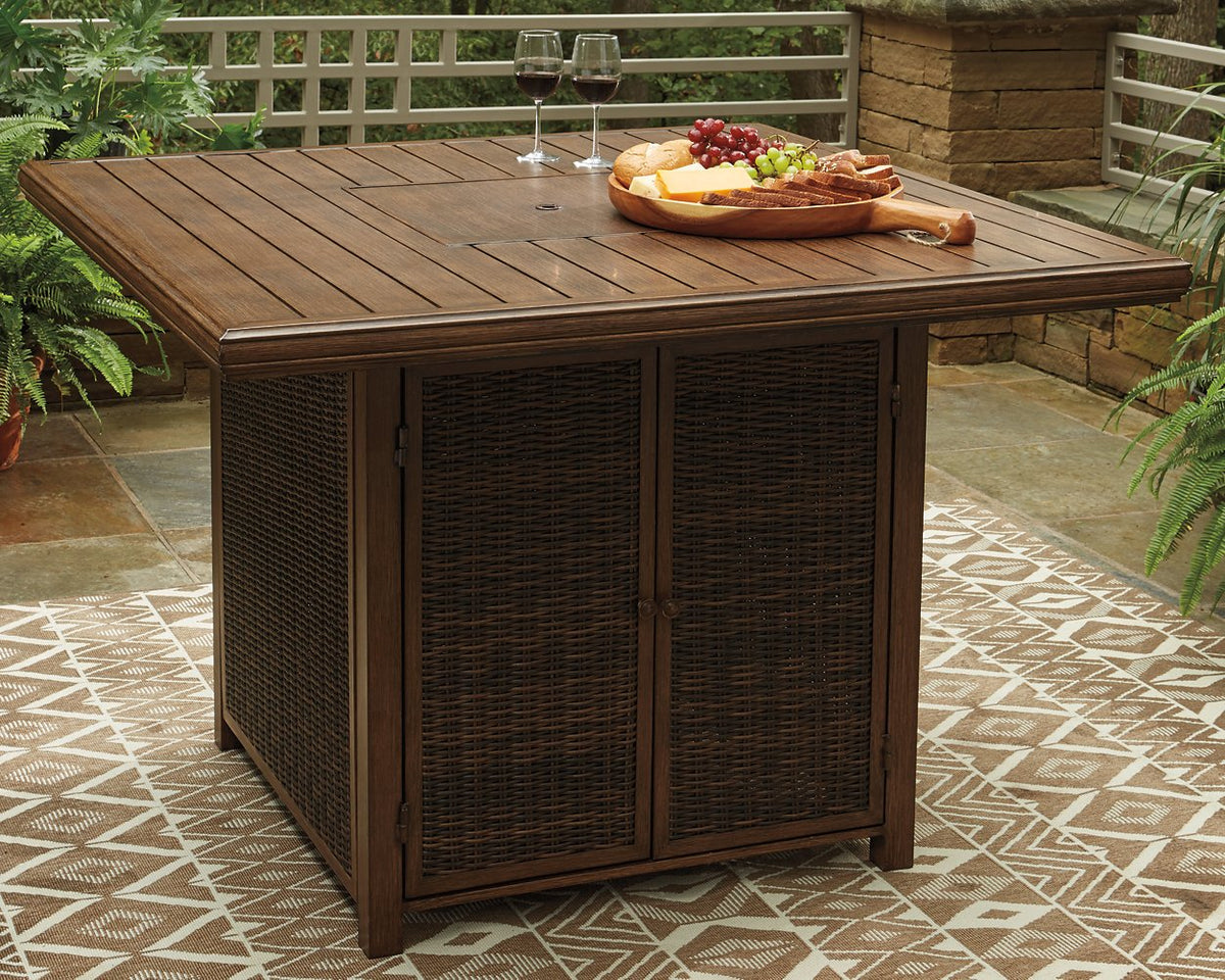 Paradise Trail Bar Table with Fire Pit - Half Price Furniture