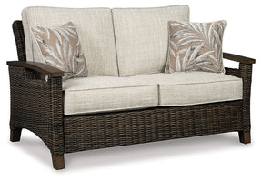 Paradise Trail Outdoor Loveseat, Lounge Chairs and Fire Pit Table Half Price Furniture