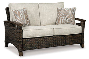 Paradise Trail Outdoor Loveseat, Lounge Chairs and Fire Pit Table Half Price Furniture