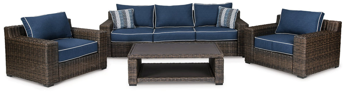 Grasson Lane Grasson Lane Nuvella Sofa with Coffee Table and 2 Lounge Chairs  Las Vegas Furniture Stores