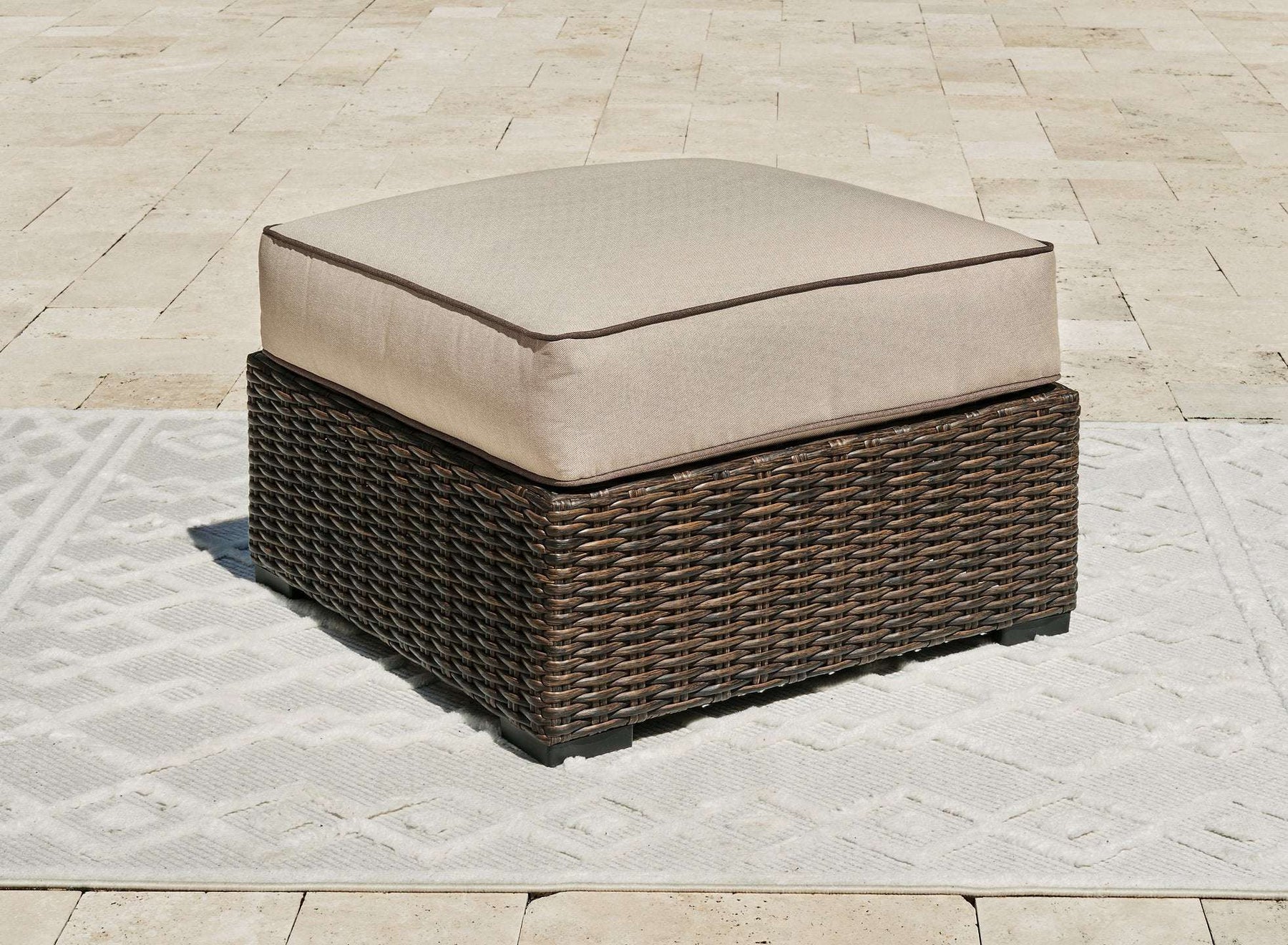 Coastline Bay Outdoor Ottoman with Cushion - Outdoor Ottoman - Half Price Furniture