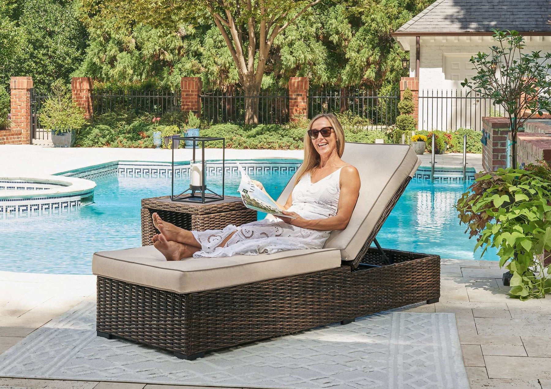 Coastline Bay Outdoor Chaise Lounge with Cushion - Outdoor Seating - Half Price Furniture