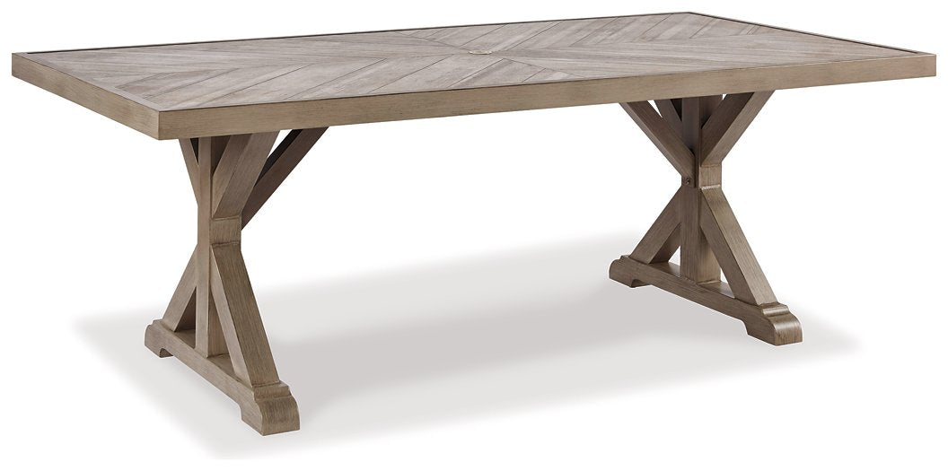 Beachcroft Dining Table with Umbrella Option  Half Price Furniture