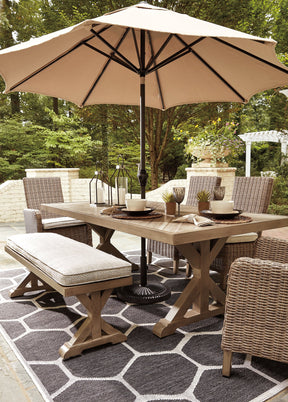 Beachcroft Dining Table with Umbrella Option - Outdoor Dining Table - Half Price Furniture
