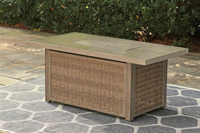 Beachcroft Beachcroft Fire Pit Table with Four Nuvella Swivel Lounge Chairs - Outdoor Seating Set - Half Price Furniture