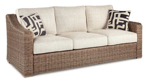 Beachcroft Outdoor Sofa, Lounge Chairs and Fire Pit Half Price Furniture
