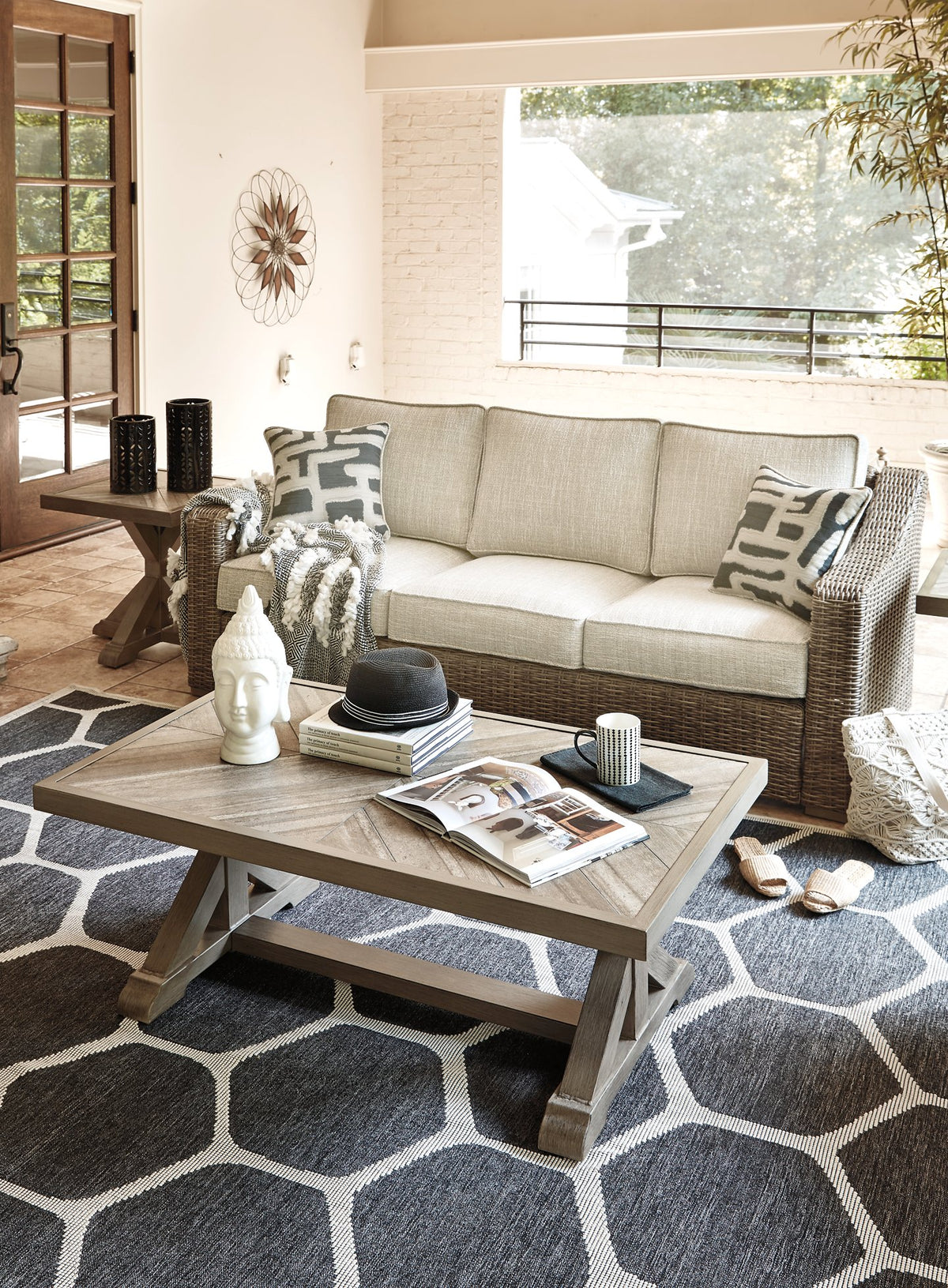 Beachcroft Beachcroft Nuvella Sofa with Coffee and End Table - Outdoor Table Set - Half Price Furniture