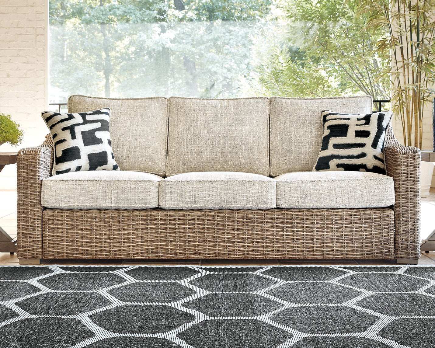 Beachcroft Outdoor Sofa, Lounge Chairs and Fire Pit Half Price Furniture