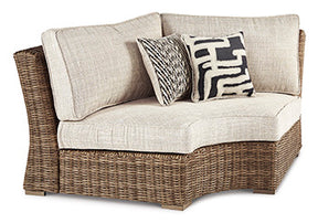 Beachcroft Curved Corner Chair with Cushion - Outdoor Seating - Half Price Furniture