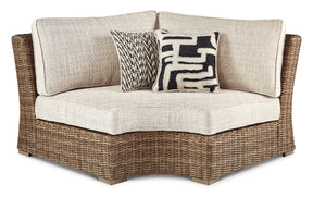 Beachcroft Curved Corner Chair with Cushion - Outdoor Seating - Half Price Furniture