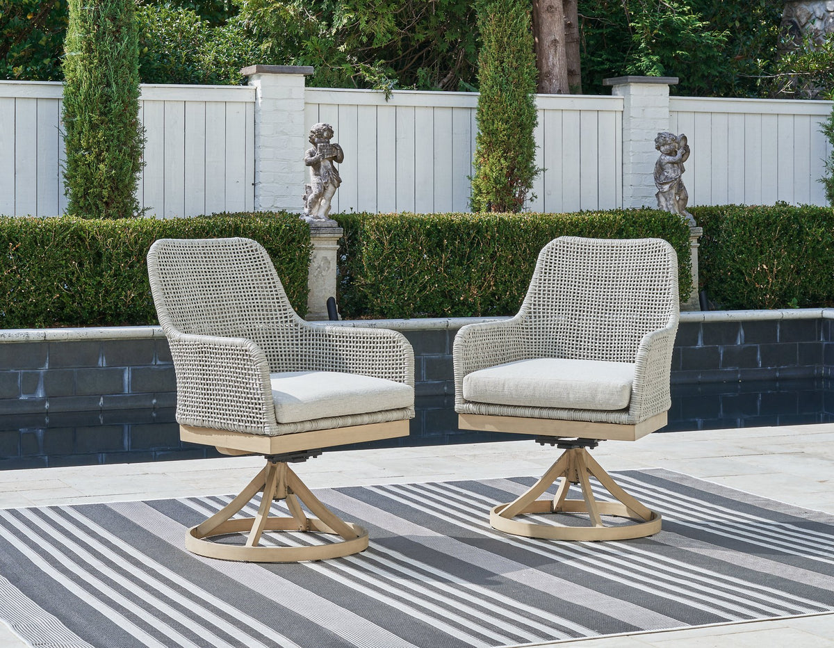 Seton Creek Outdoor Swivel Dining Chair (Set of 2)  Half Price Furniture