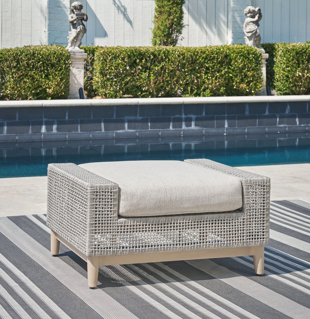 Seton Creek Outdoor Ottoman with Cushion - Half Price Furniture