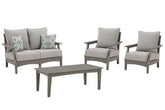 Visola Outdoor Loveseat, Lounge Chairs, Coffee Table Half Price Furniture