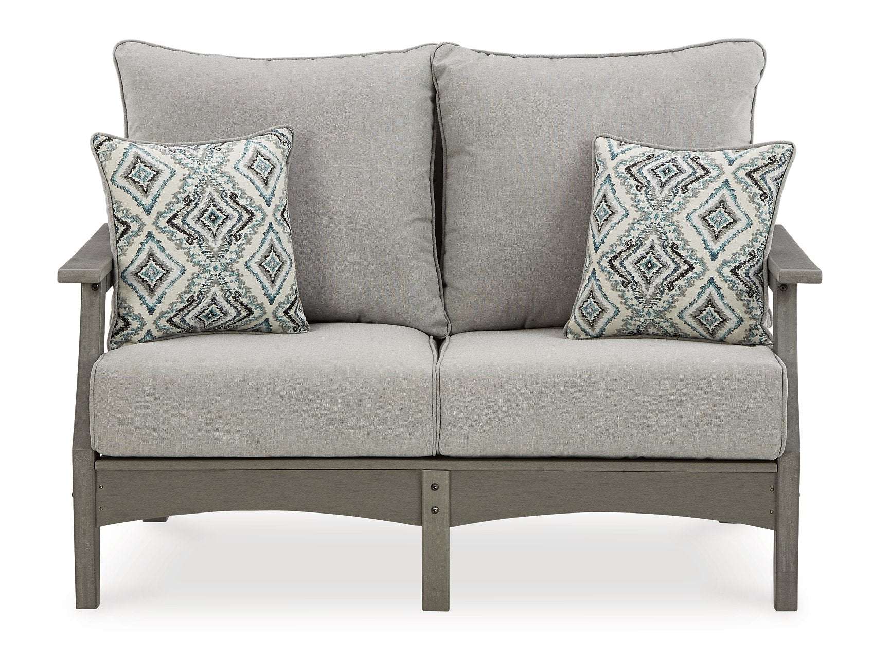 Visola Outdoor Sofa and Loveseat with Coffee Table Half Price Furniture