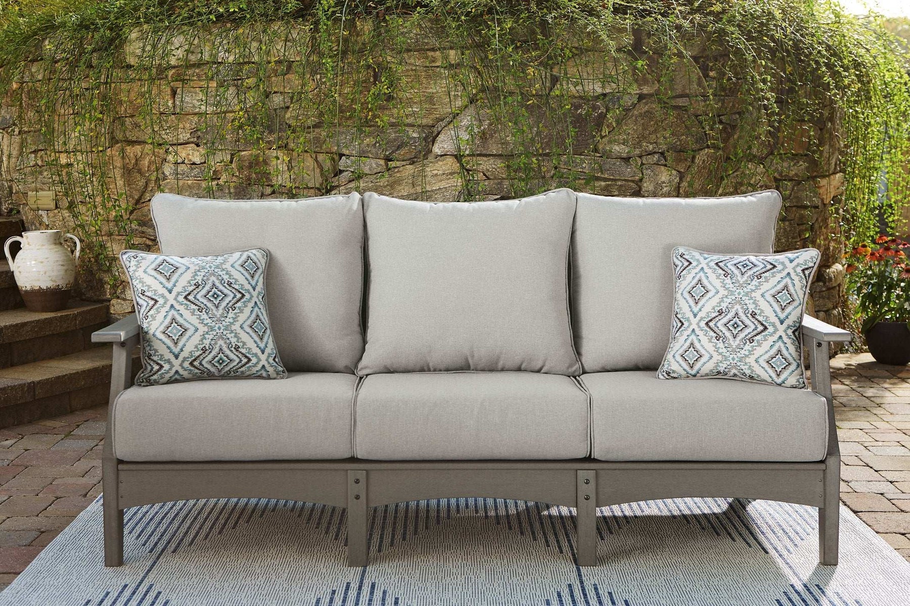 Visola Outdoor Sofa and Loveseat with Coffee Table Half Price Furniture