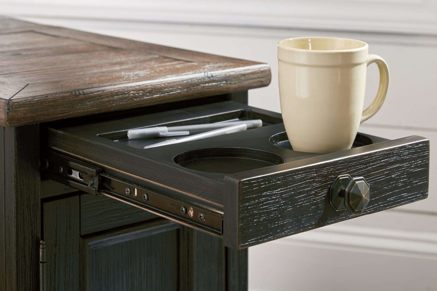 Tyler Creek Chairside End Table with USB Ports & Outlets Half Price Furniture