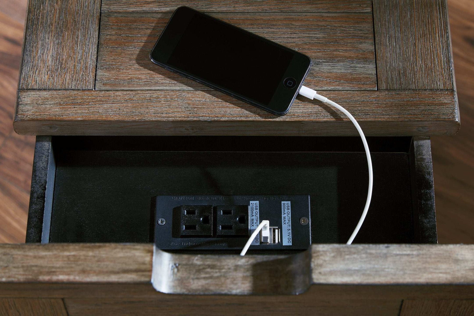 Tyler Creek Chairside End Table with USB Ports & Outlets Half Price Furniture