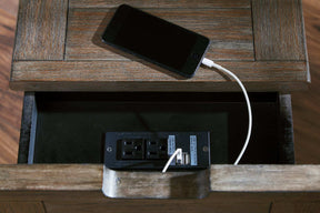 Tyler Creek Chairside End Table with USB Ports & Outlets Half Price Furniture