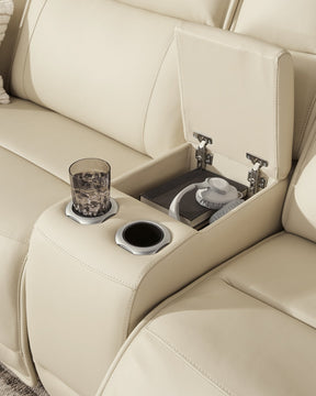 Double Deal Power Reclining Loveseat Sectional with Console - Sectional - Half Price Furniture