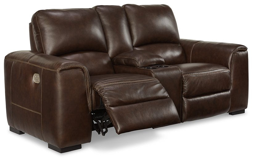 Alessandro Power Reclining Loveseat with Console Alessandro Power Reclining Loveseat with Console Half Price Furniture