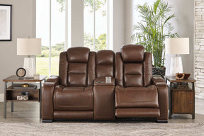 The Man-Den Power Reclining Loveseat with Console Half Price Furniture