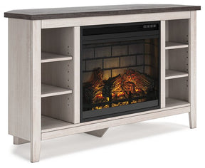 Dorrinson Corner TV Stand with Electric Fireplace - Half Price Furniture