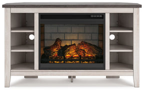 Dorrinson Corner TV Stand with Electric Fireplace - Half Price Furniture