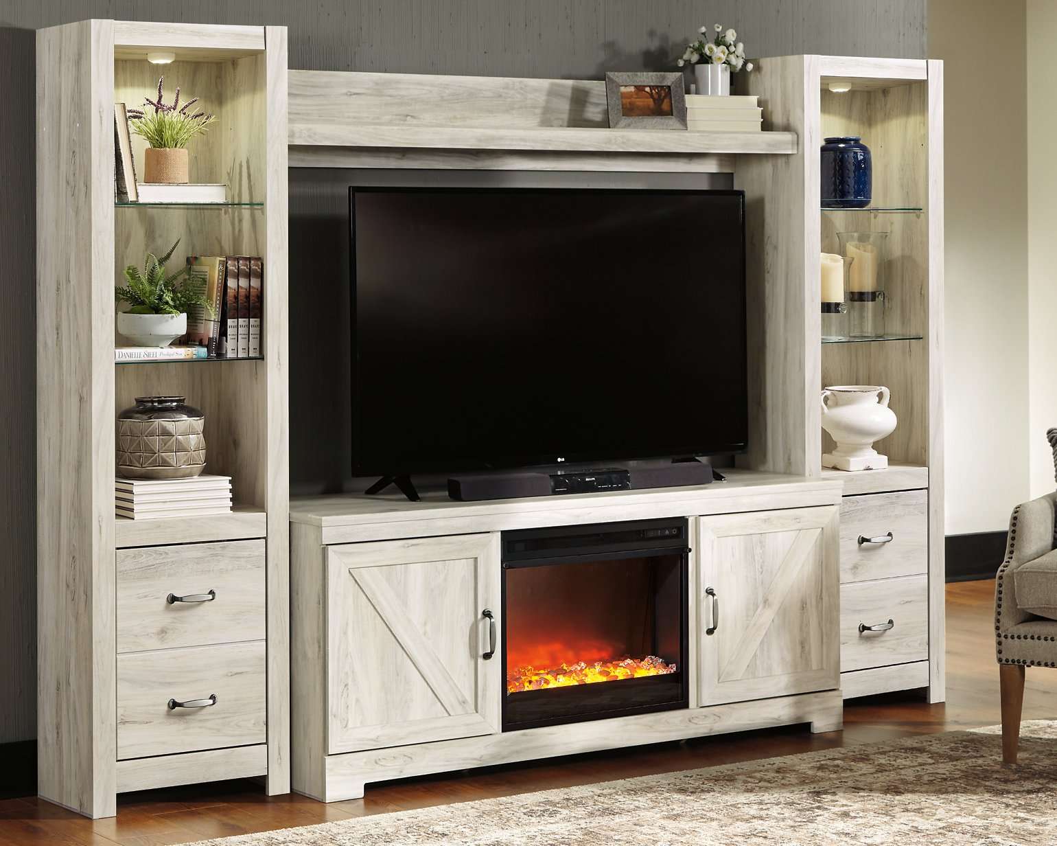 Bellaby 4-Piece Entertainment Center with Fireplace - Entertainment Center - Half Price Furniture