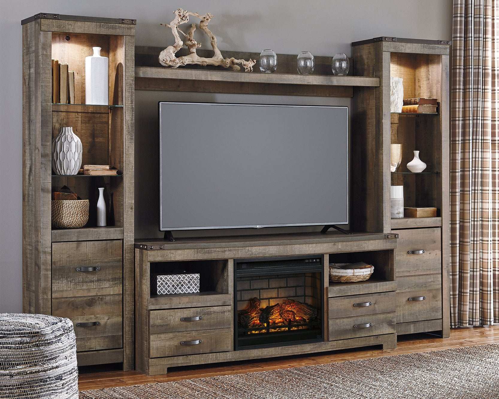 Trinell 4-Piece Entertainment Center with Electric Fireplace - Half Price Furniture