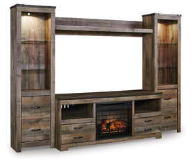 Trinell 4-Piece Entertainment Center with Electric Fireplace Half Price Furniture
