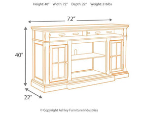 Roddinton 72" TV Stand with Electric Fireplace Half Price Furniture