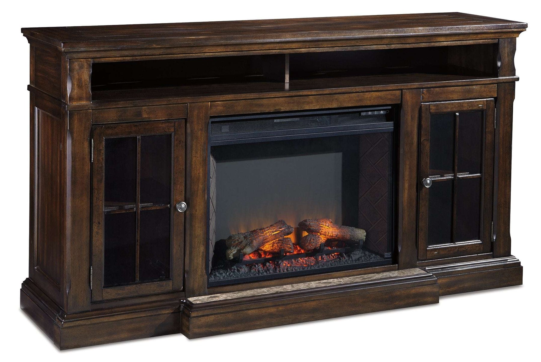 Roddinton 72" TV Stand with Electric Fireplace Half Price Furniture