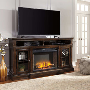 Roddinton 72" TV Stand with Electric Fireplace Half Price Furniture