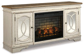 Realyn 74" TV Stand with Electric Fireplace Half Price Furniture