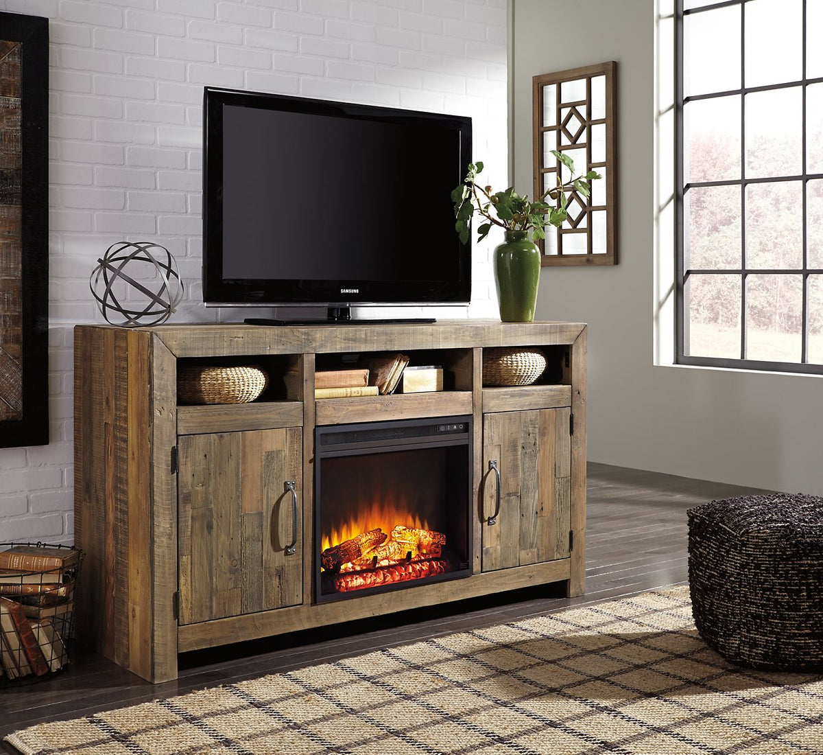 Sommerford 62" TV Stand with Electric Fireplace  Half Price Furniture