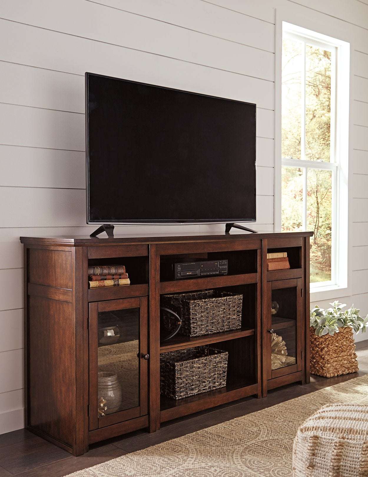 Harpan 72" TV Stand with Electric Fireplace Half Price Furniture