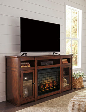 Harpan 72" TV Stand with Electric Fireplace Half Price Furniture