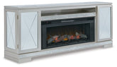 Flamory 72" TV Stand with Electric Fireplace Half Price Furniture
