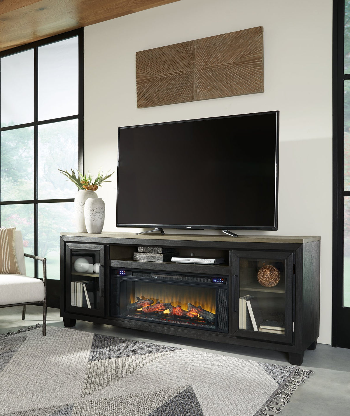 Foyland 83" TV Stand with Electric Fireplace - Half Price Furniture