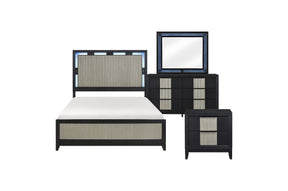Charcoal and gray 4 piece bedroom set, angled view
