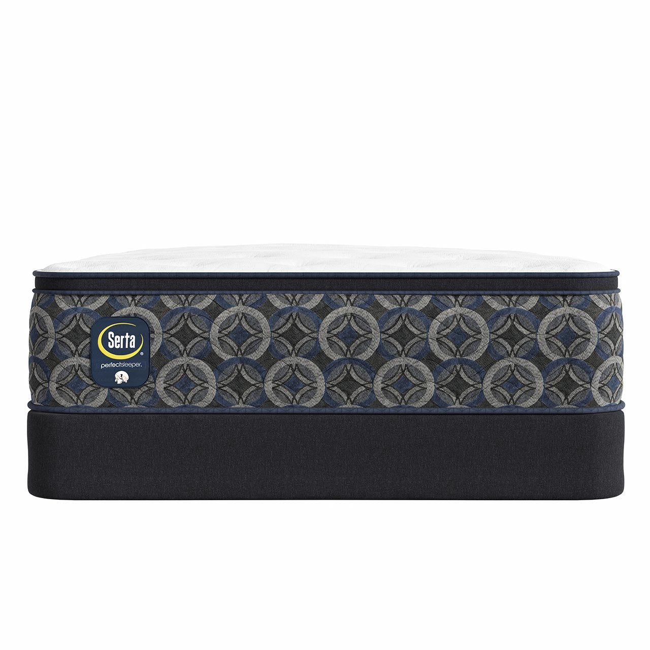 Serta Granthester Plush Pillow Top Mattress and box spring front view
