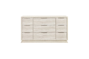 White and light gray dresser, front view